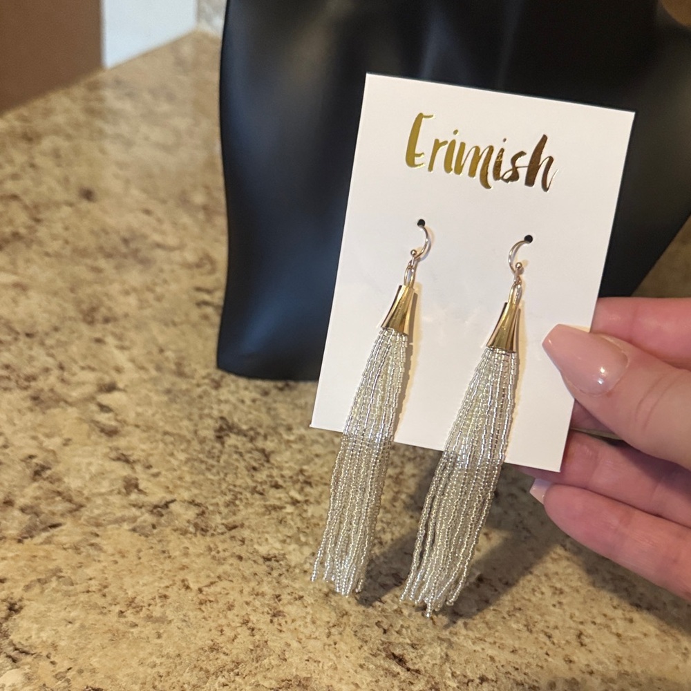 NWT BOUTIQUE Gold and Silver beaded Tassel Earrings